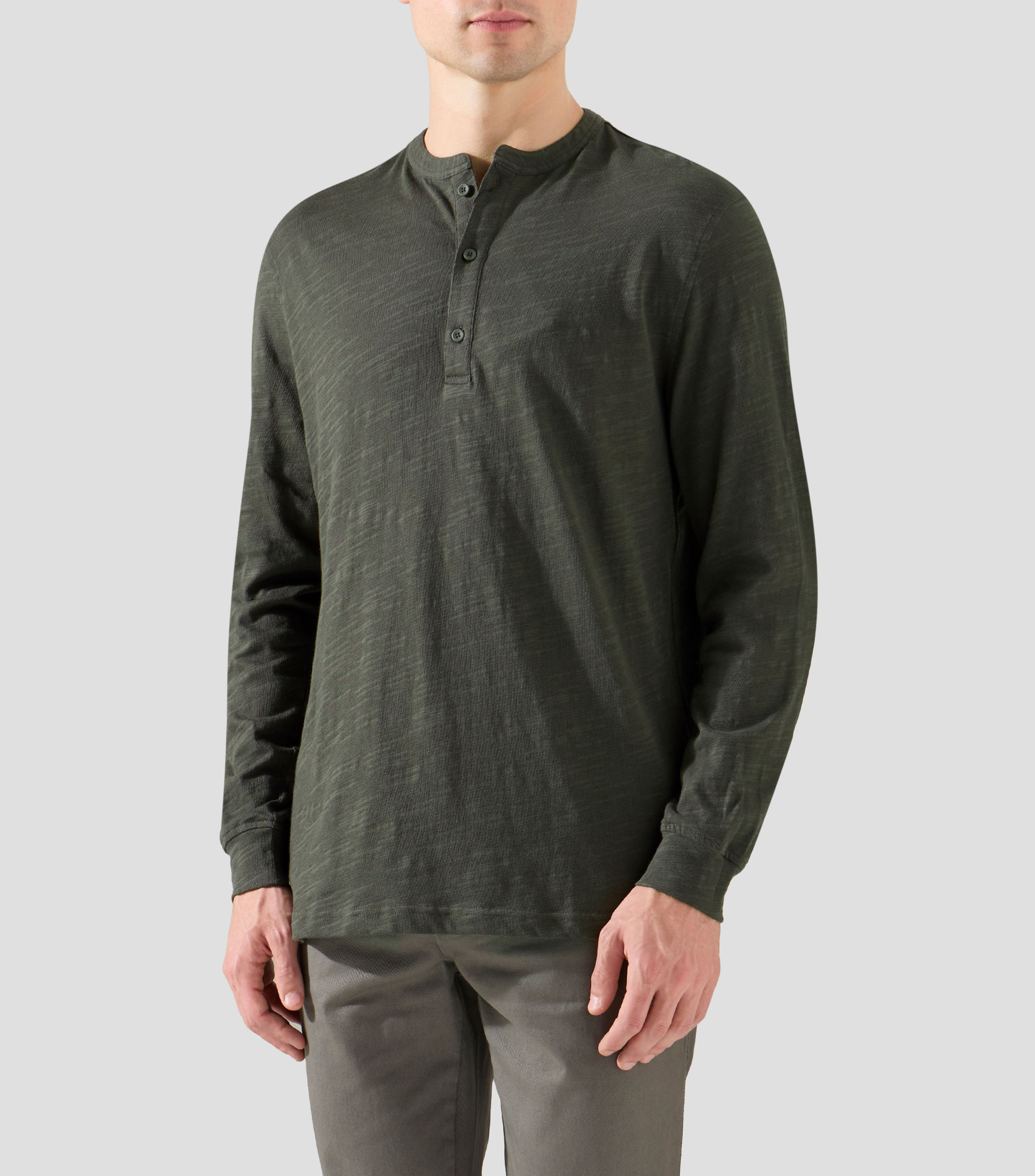 Playera cuello mao manga larga lisa Hombre